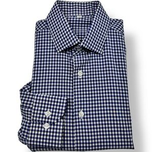 State & Liberty Blue White Gingham Stretch Button Up Shirt Men's Size Small